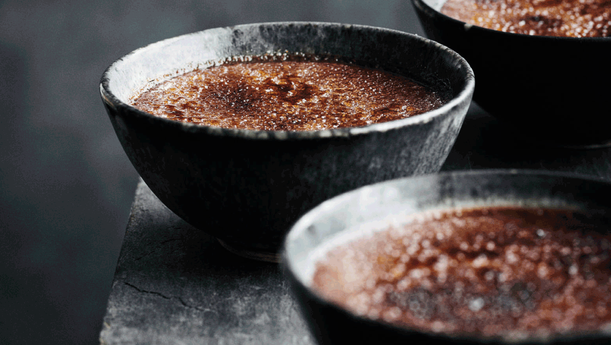 creme brulee med chokoladecreme