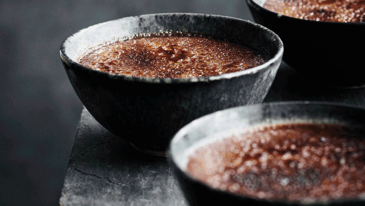 creme brulee med chokoladecreme