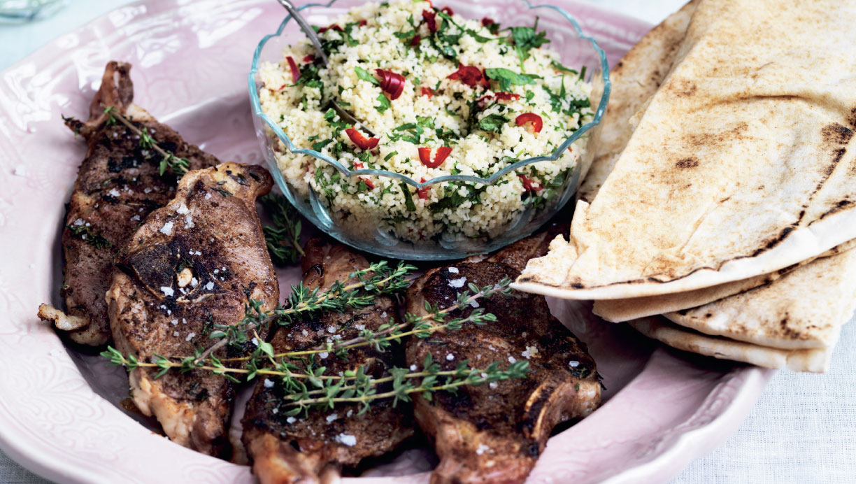 Marokkanske lammekoteletter med krydret couscous 