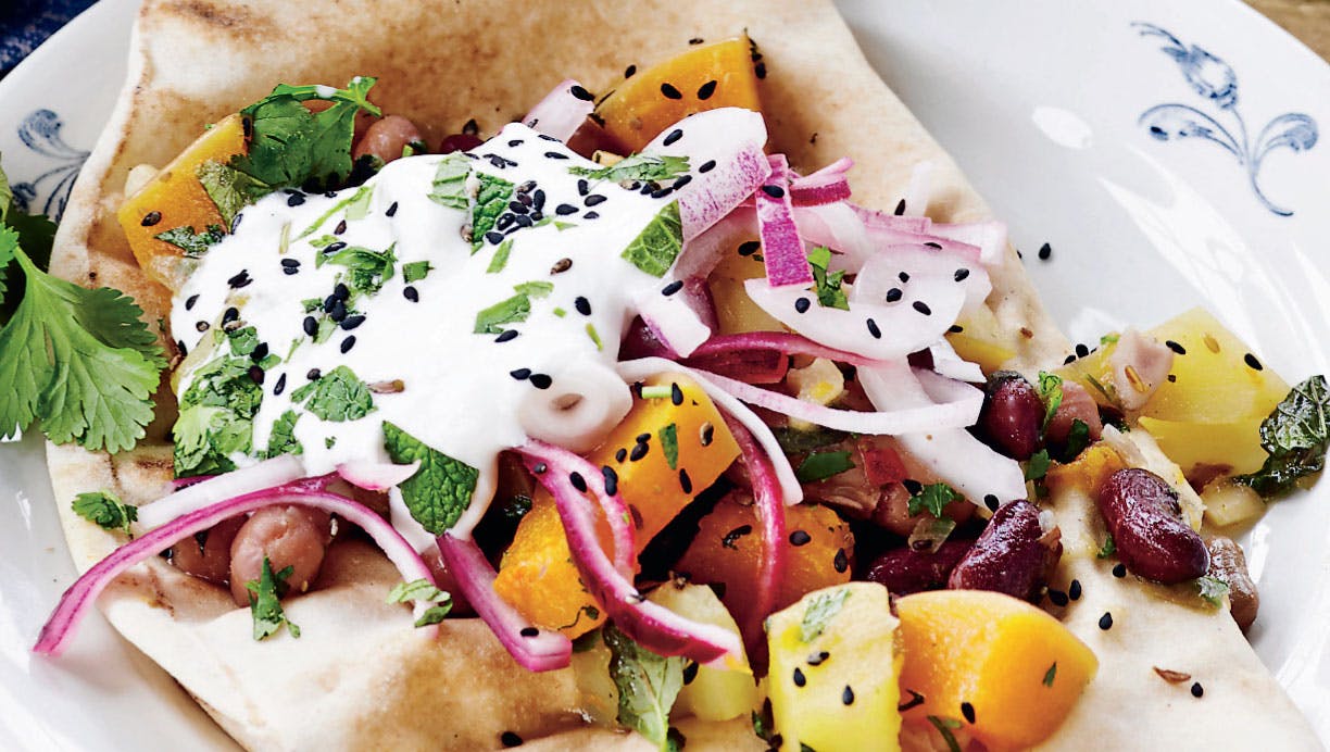 Butternutsquash med bønner