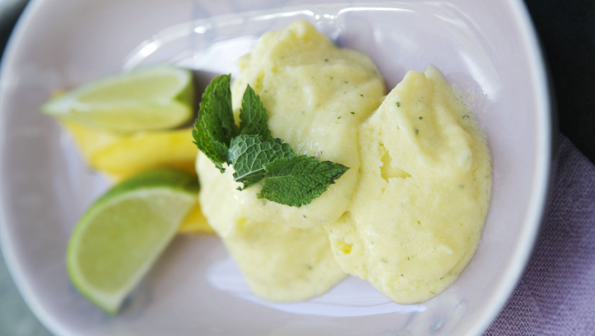 Limesorbet med mynte