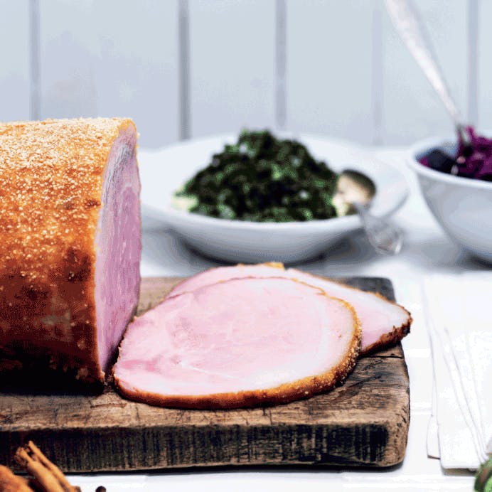 Juleskinke med rødkål og stuvet grønkål