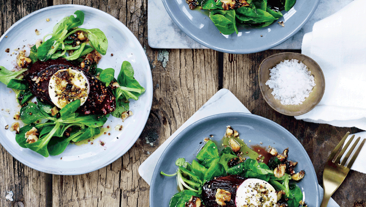 Bagte rødbeder med gedeost