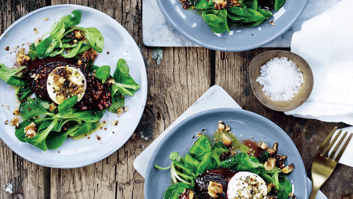 Bagte rødbeder med gedeost