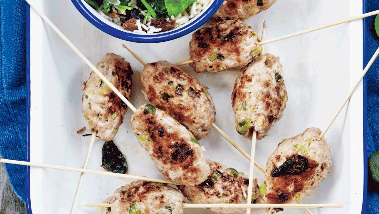 Spicy kødboller med rispilaf