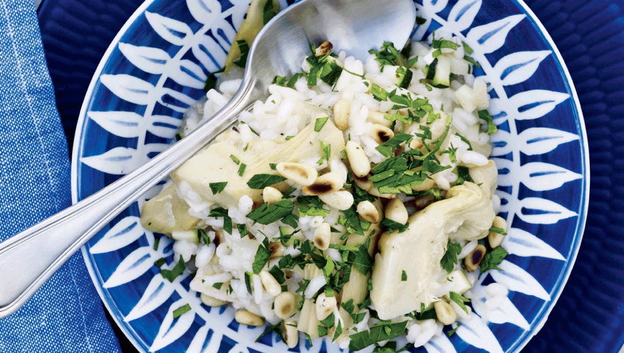 Risotto med artiskokhjerter og squash