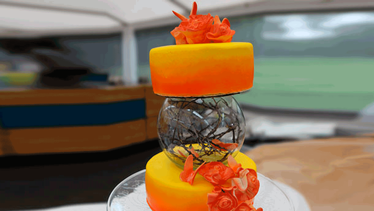 Peanutlagkage med havtorn og dulcey