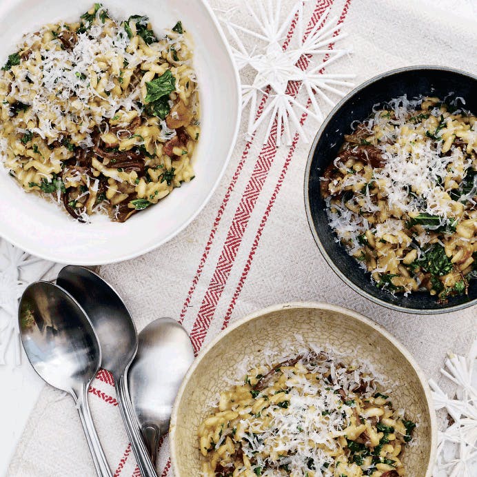 Risotto med svampe og grønkål