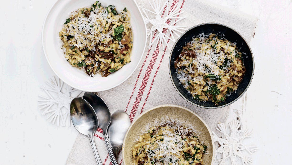 Risotto med svampe og grønkål