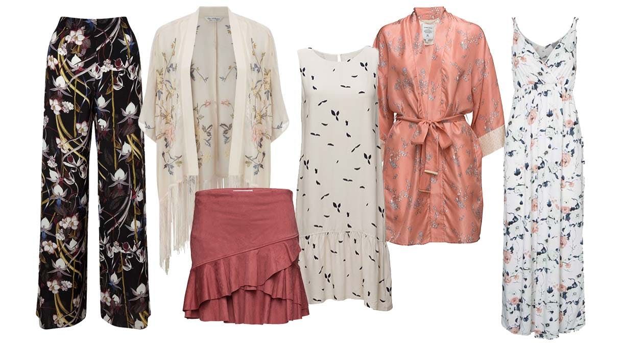 kimono, flæsenederdel, sommerkjole, bukser