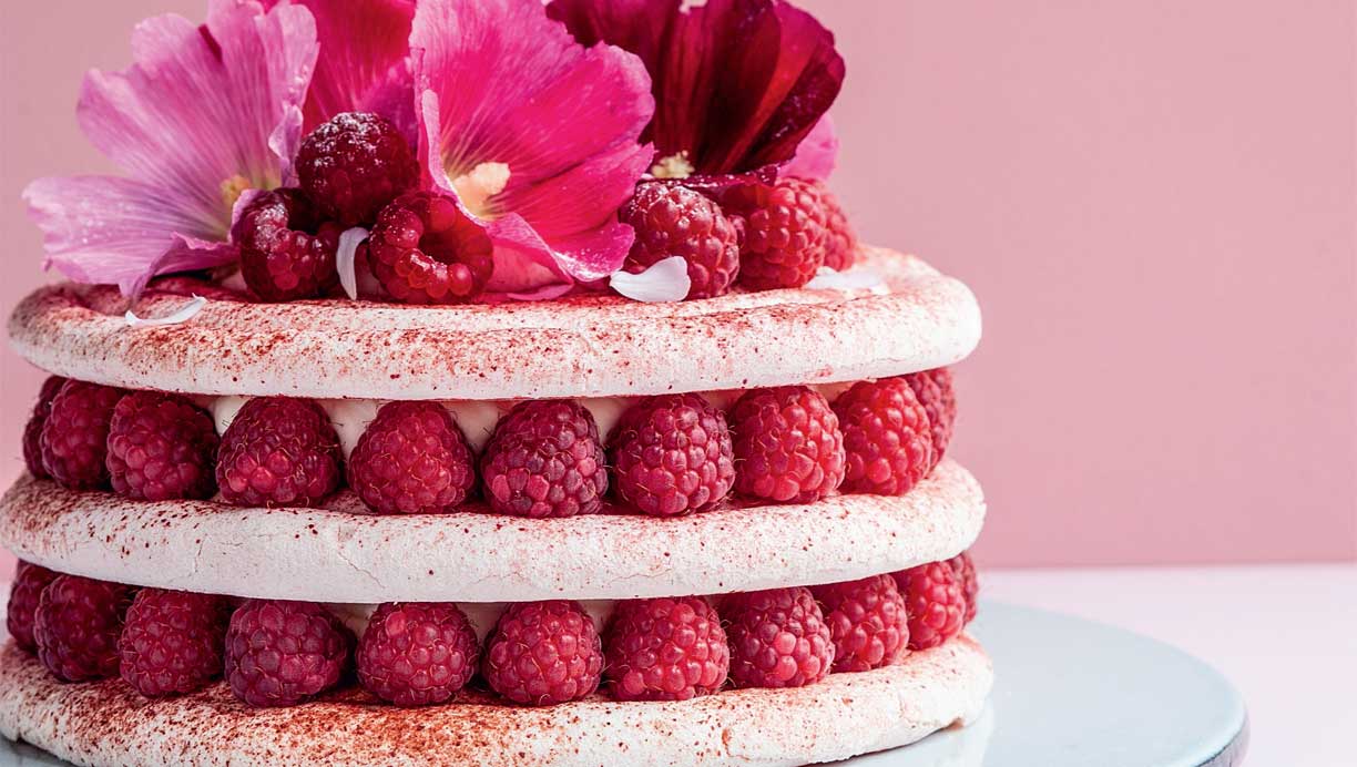 Marengslagkage med hjemmelavet hindbærmarmelade