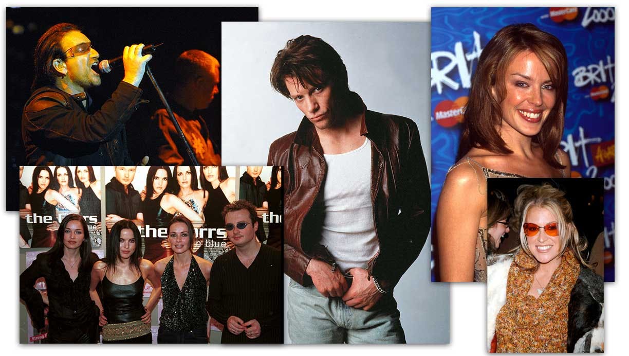 jon bon jovi, anastacia, bono, kylie minogue, the corrs