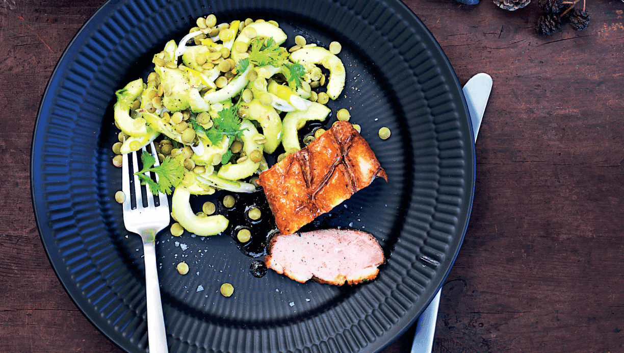 Andebryst og linsesalat med den skønneste dressing