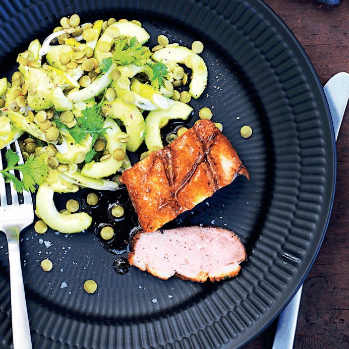 Andebryst og linsesalat med den skønneste dressing