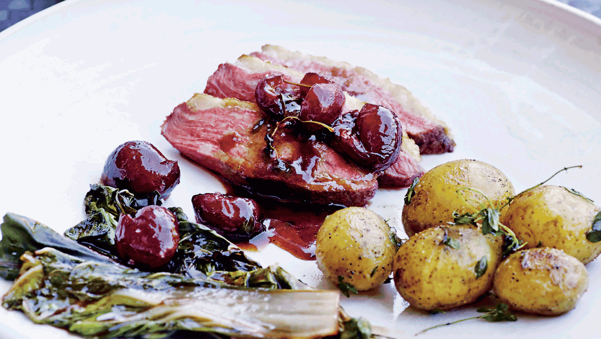 Andebryst i portvinssauce med kirsebær