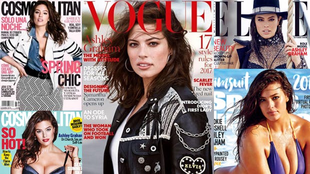 Magasin forsider med model Ashley Graham