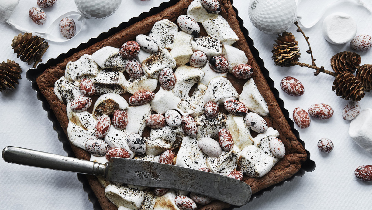 Brownie med skumfidus og lakrids