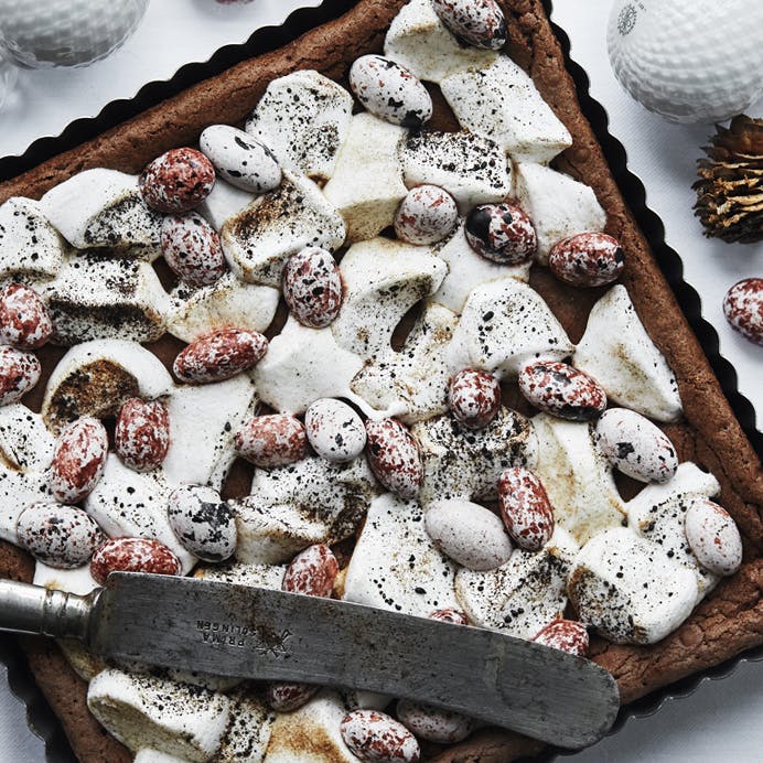 Brownie med skumfidus og lakrids