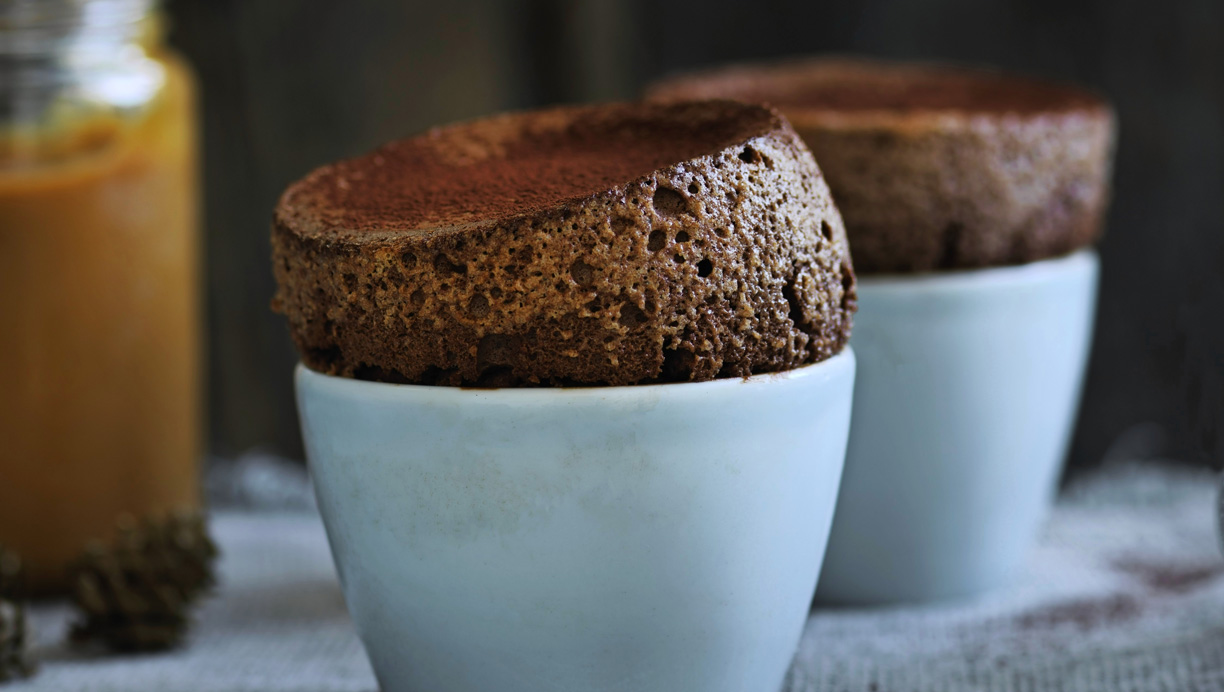Chokoladesoufflé med karamelhjerte