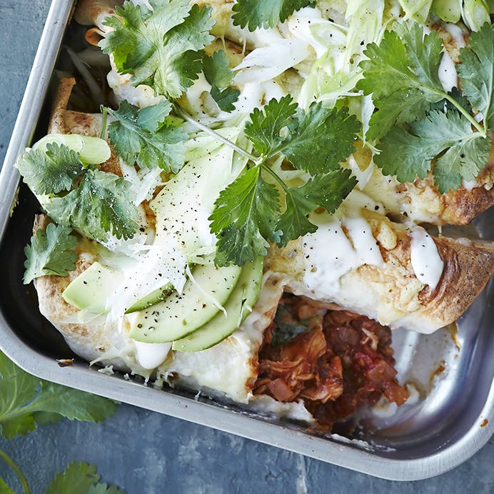 Enchiladas med pulled kylling