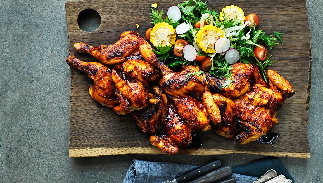 Grillede bbq-poussiner