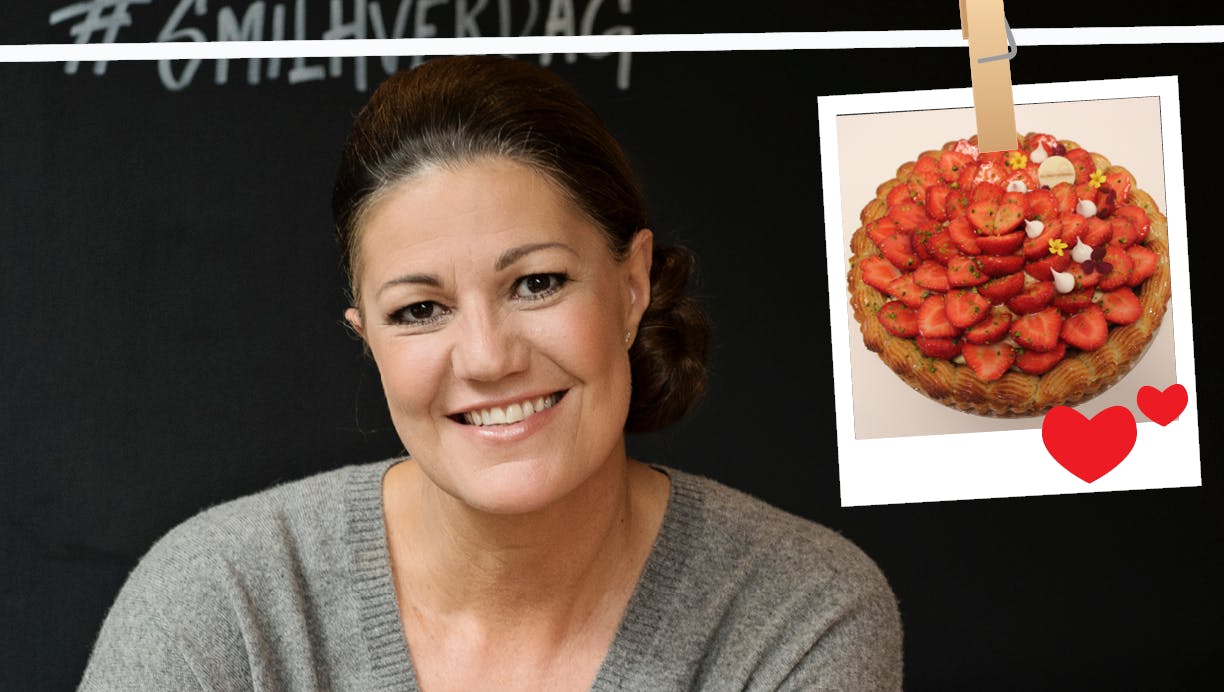 Mette Blomsterberg og jordbærtærte