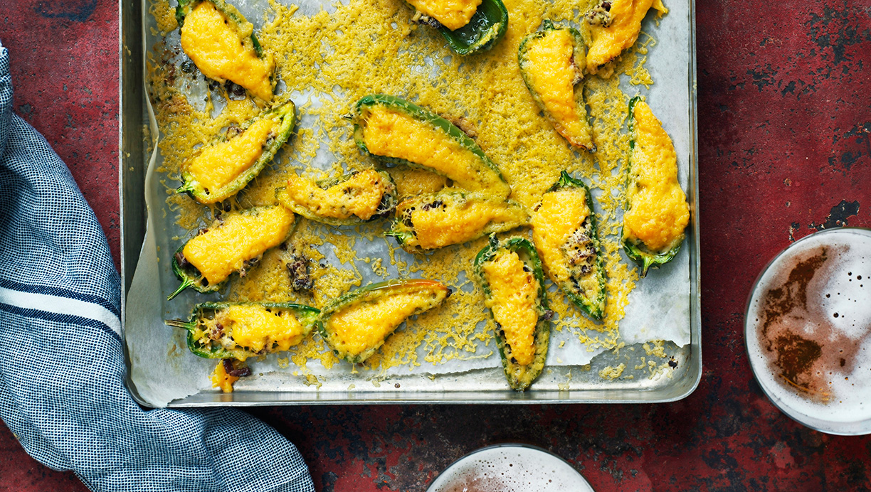 Fyldte jalapenos med bacon og flødeost