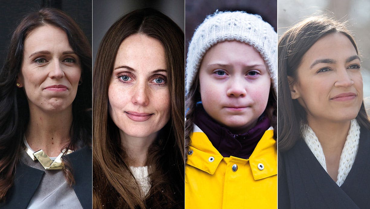 Greta Thunberg, Sherin Khankan, Alexandria Ocasio-Cortez, Jacinda Ardern 