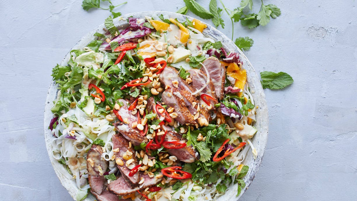 Asiatisk nudelsalat med and - lav lækker asiatisk salat