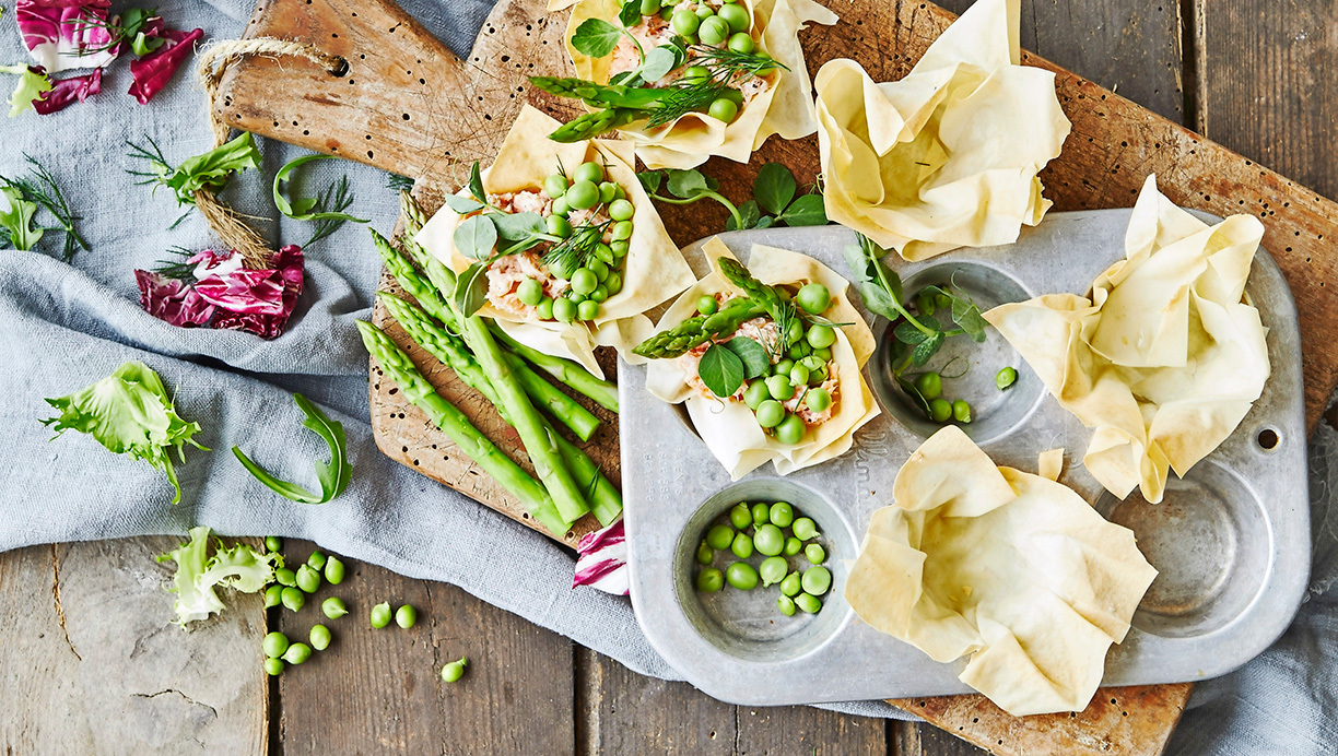 Fillodejstarteletter med laksemousse 