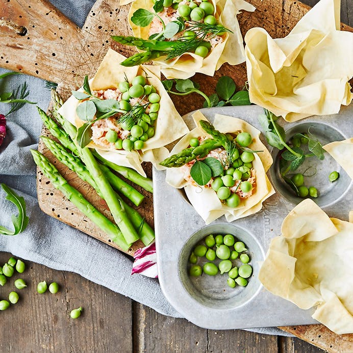 Fillodejstarteletter med laksemousse