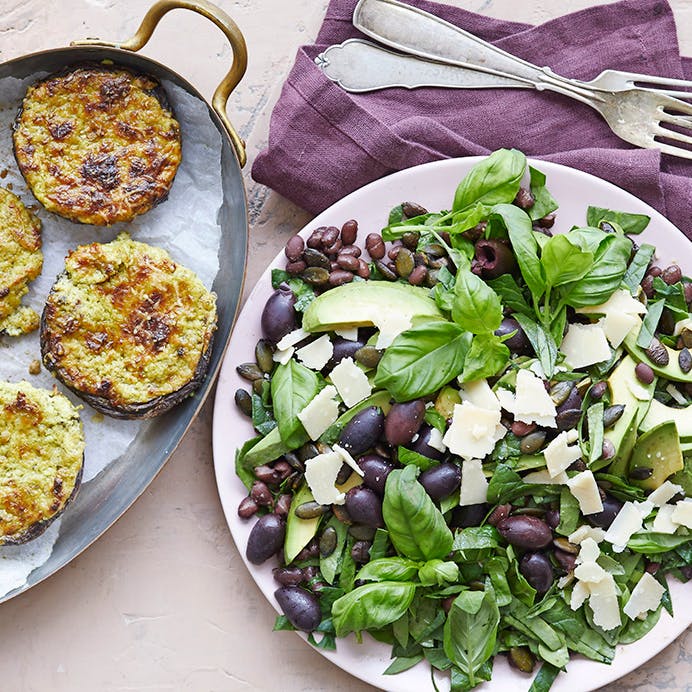 Fyldte portobellosvampe med bønnesalat