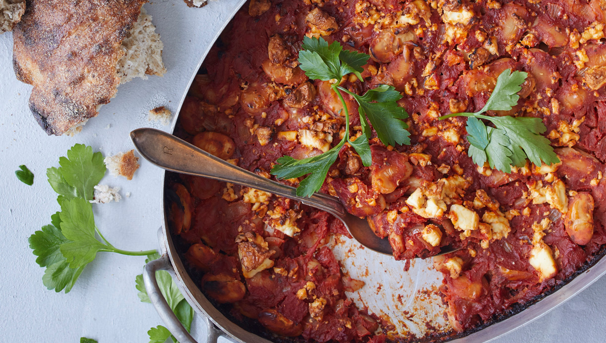 Græsk bønnefad med tzatziki 