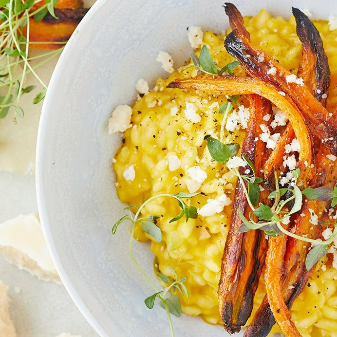 Gulerodsrisotto med parmesan og timian