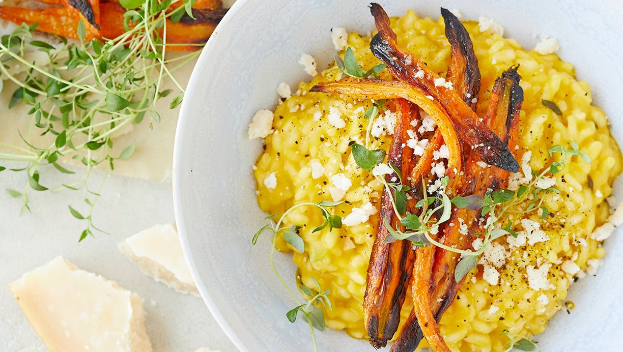 Gulerodsrisotto med parmesan og timian