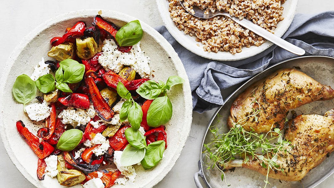 Kyllingelår med peberfrugt-caprese