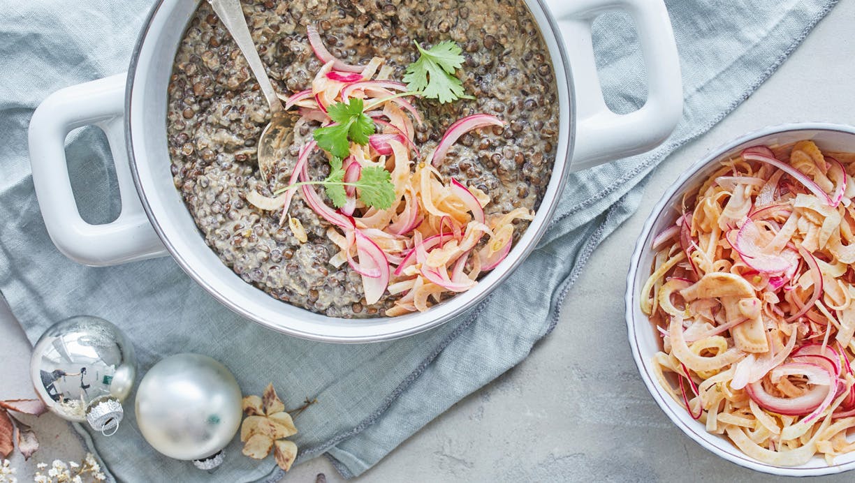 Linsegryde med tahin og fennikel