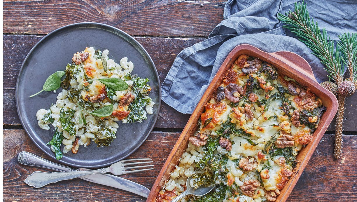 Mac and cheese med grønkål