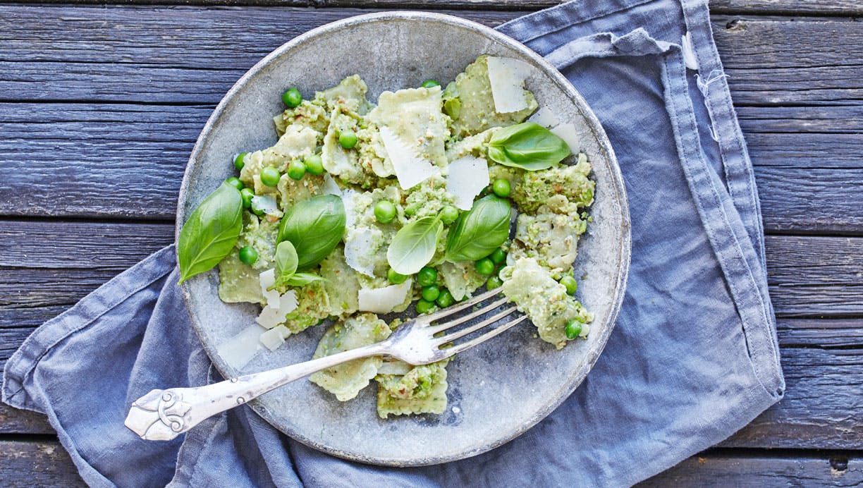 Ravioli med ærtepesto