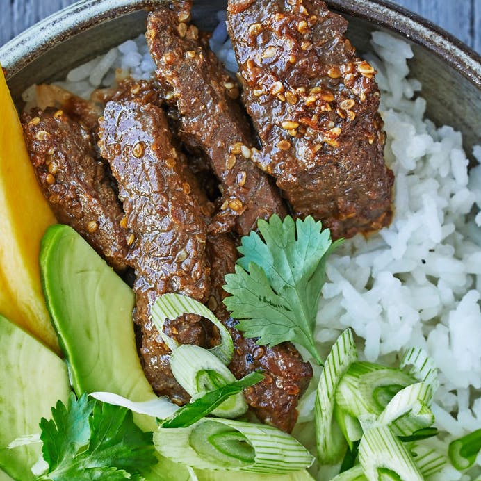 Thai beef-bowl med mango