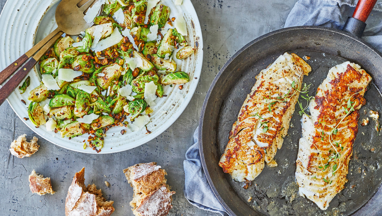 Torsk med ristet rosenkålssalat 