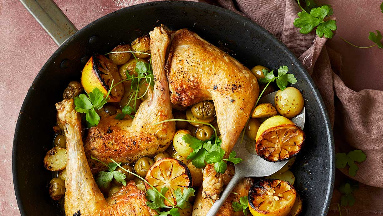 Citronkylling med kartofler og oliven