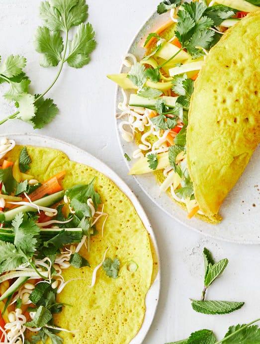 Vietnamesiske pandekager med fyld (banh xeo)