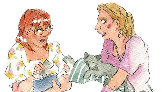 Nikolines brevkasse: Tegning af to kvinder der taler 
