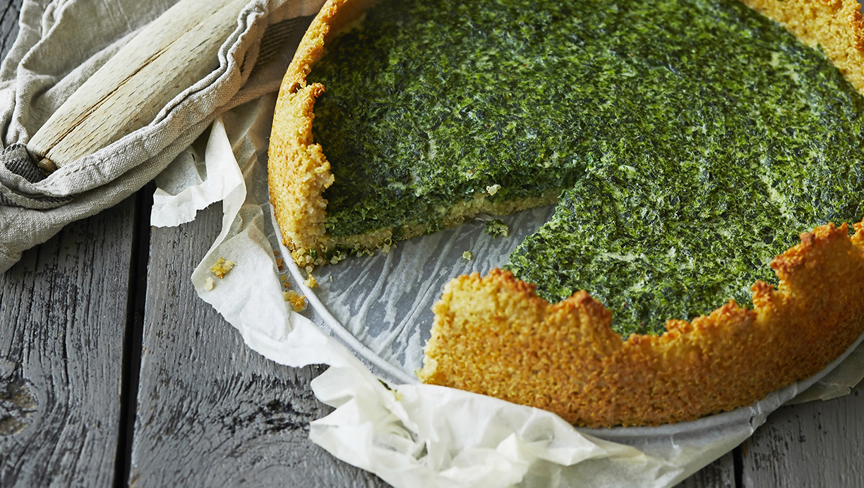 Opskrift på Quinoatærte med spinatfyld