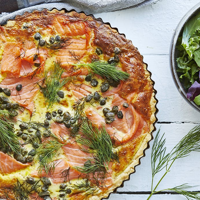Quiche med røget laks