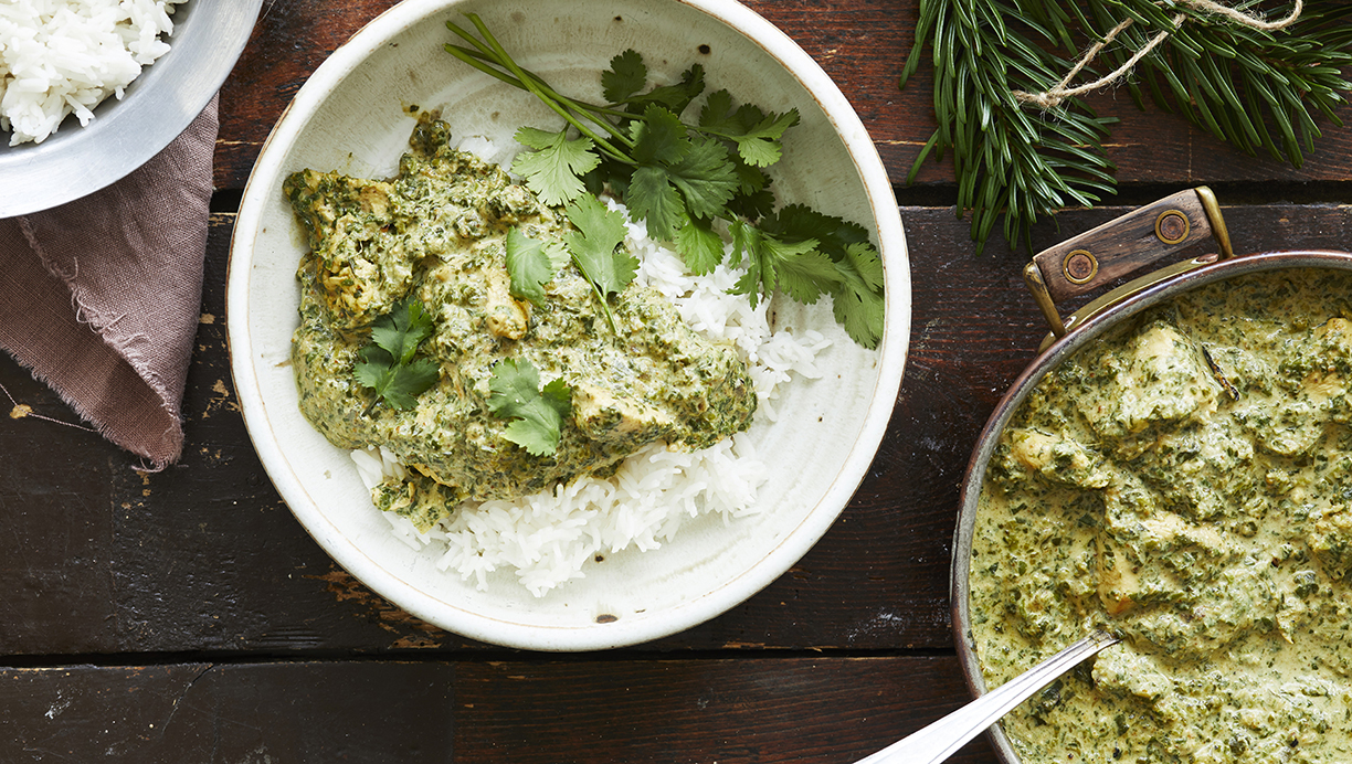 Spinat-curry med kylling