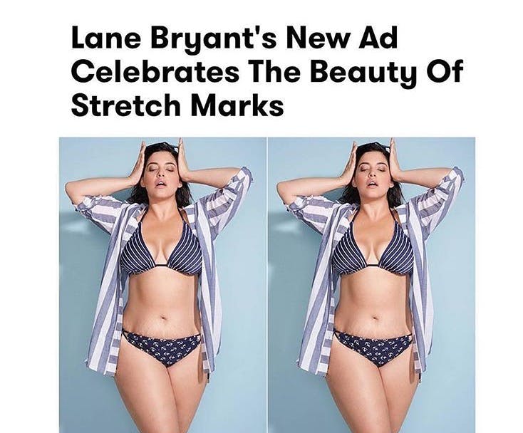 Lane Bryant viser et billede af Denise Bidot med strækmærker