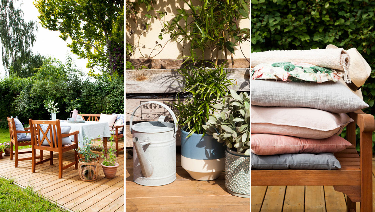 Potter og pynt på terrasse