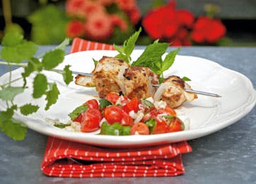 Grillspyd med blæksprutte og tun